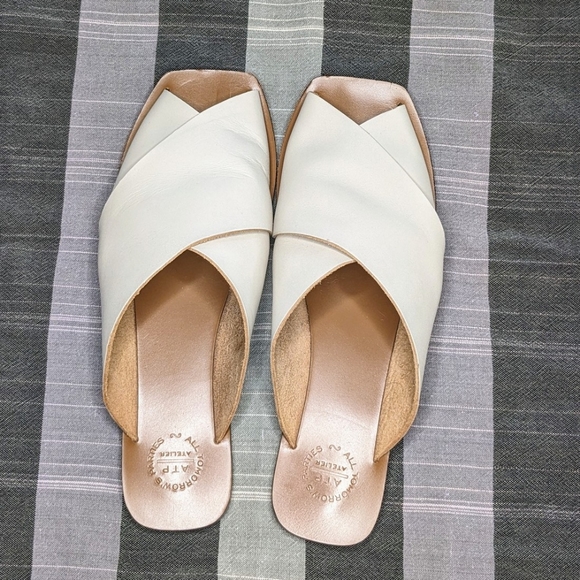 Alicia Leather ATP Atelier Sandal in Ice White 40